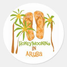 Honeymooning dans Aruba Adhésif Rond