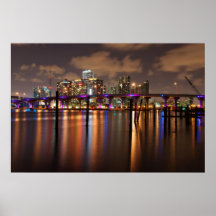 Horizon de Miami la nuit - affiche