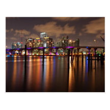 Horizon de Miami la nuit - carte postale