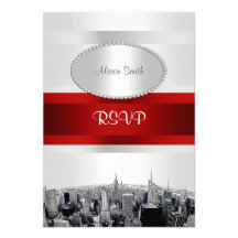 Horizon gravé à l'eau-forte 2P BG blanche Rbn roug Invitations Personnalisées