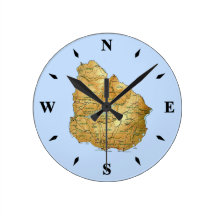 Horloge de carte de l'Uruguay Horloges
