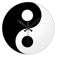 Horloge murale blanche de Yin Yang