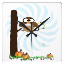 Horloge murale de hibou de chute
