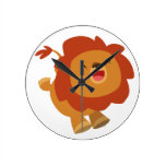 Horloge sautante mignonne de lion de bande dessiné horloges murales