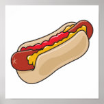 hot-dog en petit pain avec le graphique de ketchup poster