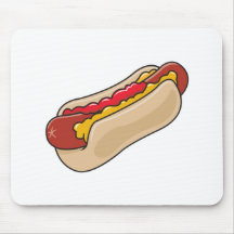 hot-dog en petit pain avec le graphique de ketchup tapis de souris