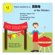Hot Dog Stand With Chef Barbecue Invitation