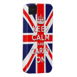 houd kalm en draag de vlag van Union Jack iPhone 4 Case-Mate Hoesjes
