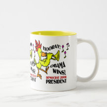 HOURRA OBAMA GAGNE LA MUSIQUE DE KLAXON DE POUSSIN MUG À CAFÉ
