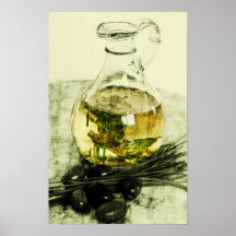 Huile d'olive rustique avec la copie d'olives posters