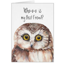 Humour mignon de hibou de meilleur ami fait sur co cartes de vœux