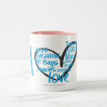 I Aqua de graffiti de coeur Mugs À Café