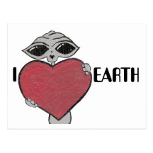 I carte postale d'alien de la terre d'amour de coe