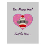 I carte postale de singe de chaussette de coeur