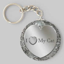 I coeur mon coeur Keychain d'argent de chat porte-clés