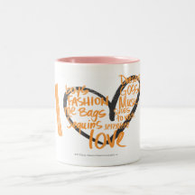 I orange de graffiti de coeur tasse à café