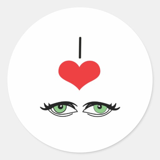 I yeux verts de coeur (amour) autocollant