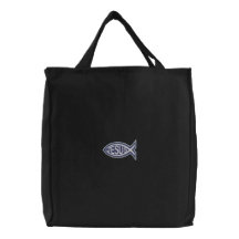 Ichthys Jesus Fish Christian Canvas Tas