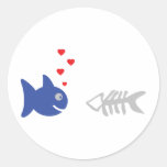icône bleue de poissons de nekrophiliac autocollant rond