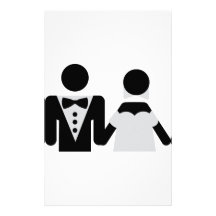 icône de mariage de jeune marié et de jeune mariée papiers à lettres