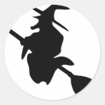 icône de noir de sorcière de Halloween Autocollant Rond