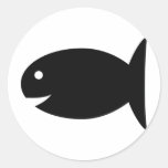 icône noire de poissons autocollant rond
