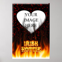 Ierse hottiebrand en vlammen Rood marmer Print