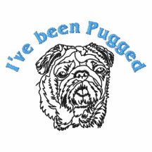 Ik ben (Zwarte Pug) Geborduurde T - shirts Pugged 