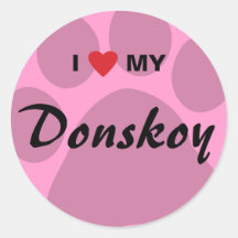 Ik houd (Hart) van Mijn Ontwerp van Donskoy Pawpri Ronde Stickers