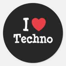 Ik houd Techno gepersonaliseerde hart van douane Ronde Stickers