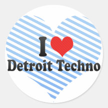 Ik houd van Detroit Techno Ronde Sticker
