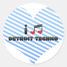 Ik houd van Detroit Techno Ronde Sticker