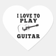 Ik houd van Gitaar te spelen Hart Stickers