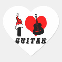 Ik houd van het Ontwerp van de Gitaar Hartvormige Stickers