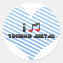 Ik houd van Metaal Techno Ronde Stickers