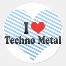 Ik houd van Metaal Techno Ronde Stickers