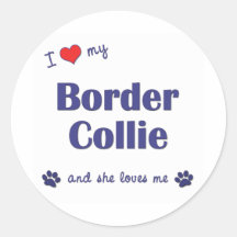 Ik houd van Mijn Border collie (Vrouwelijke Hond) Stickers
