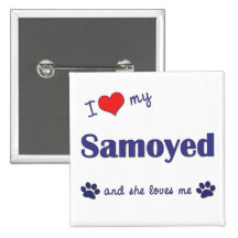 Ik houd van Mijn Samoyed (Vrouwelijke Hond) Speldbutton
