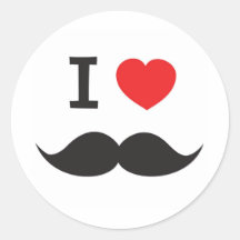 Ik houd van Snor Ronde Stickers