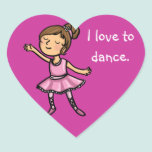 Ik houd van te dansen cartoonballetdanser stickers