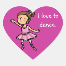Ik houd van te dansen cartoonballetdanser hart stickers