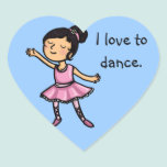 Ik houd van te dansen cartoonballetdanser stickers