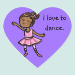 Ik houd van te dansen cartoonballetdanser stickers