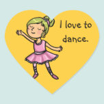 Ik houd van te dansen cartoonballetdanser stickers