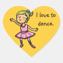 Ik houd van te dansen cartoonballetdanser stickers
