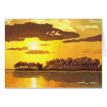 Ile et coucher de soleil cartes de vœux