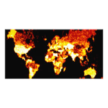 Illustration ardente de carte du monde photocartes