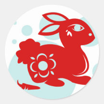 ILLUSTRATION CHINOISE DU LAPIN PAPERCUT DE ZODIAQU ADHÉSIFS RONDS
