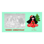 Illustration de bande dessinée de Noël de fille de Cartes Avec Photo