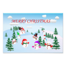 Illustration de bonhommes de neige de Joyeux Noël Photo Sur Toile